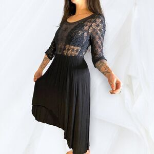 Free People Black Hi-Low Lonesome Dove Dress
